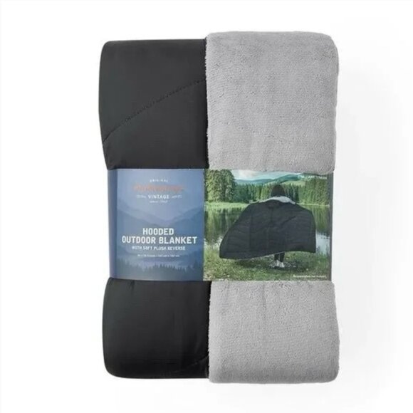 Hands Free Weatherproof Vintage Summit Outdoor Blanket Black - Picture 6 of 7